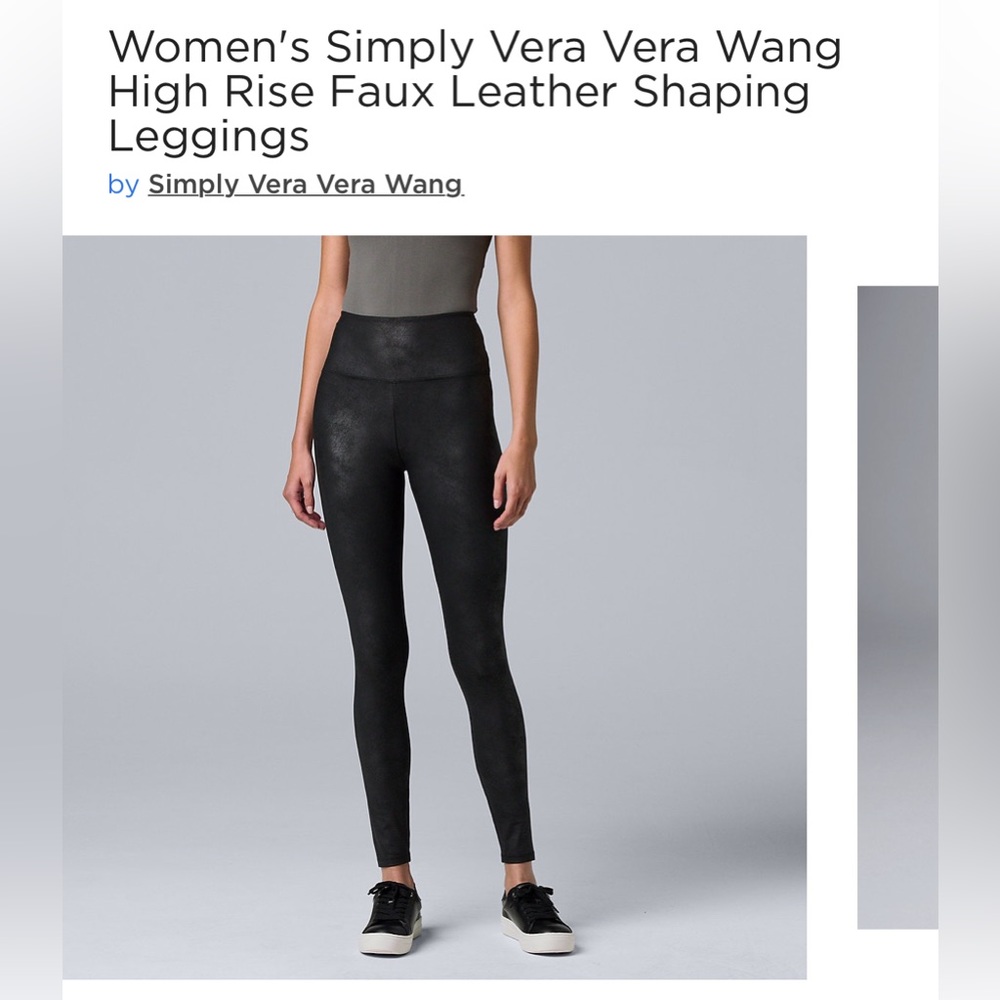 EUC Simply Vera Faux Leather Leggings. Size Large.